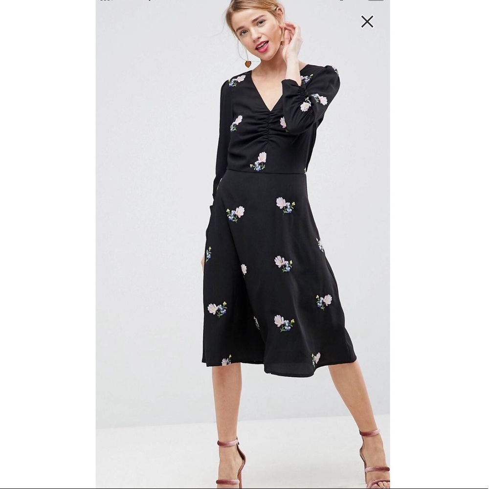 ASOS embroidered midi dress